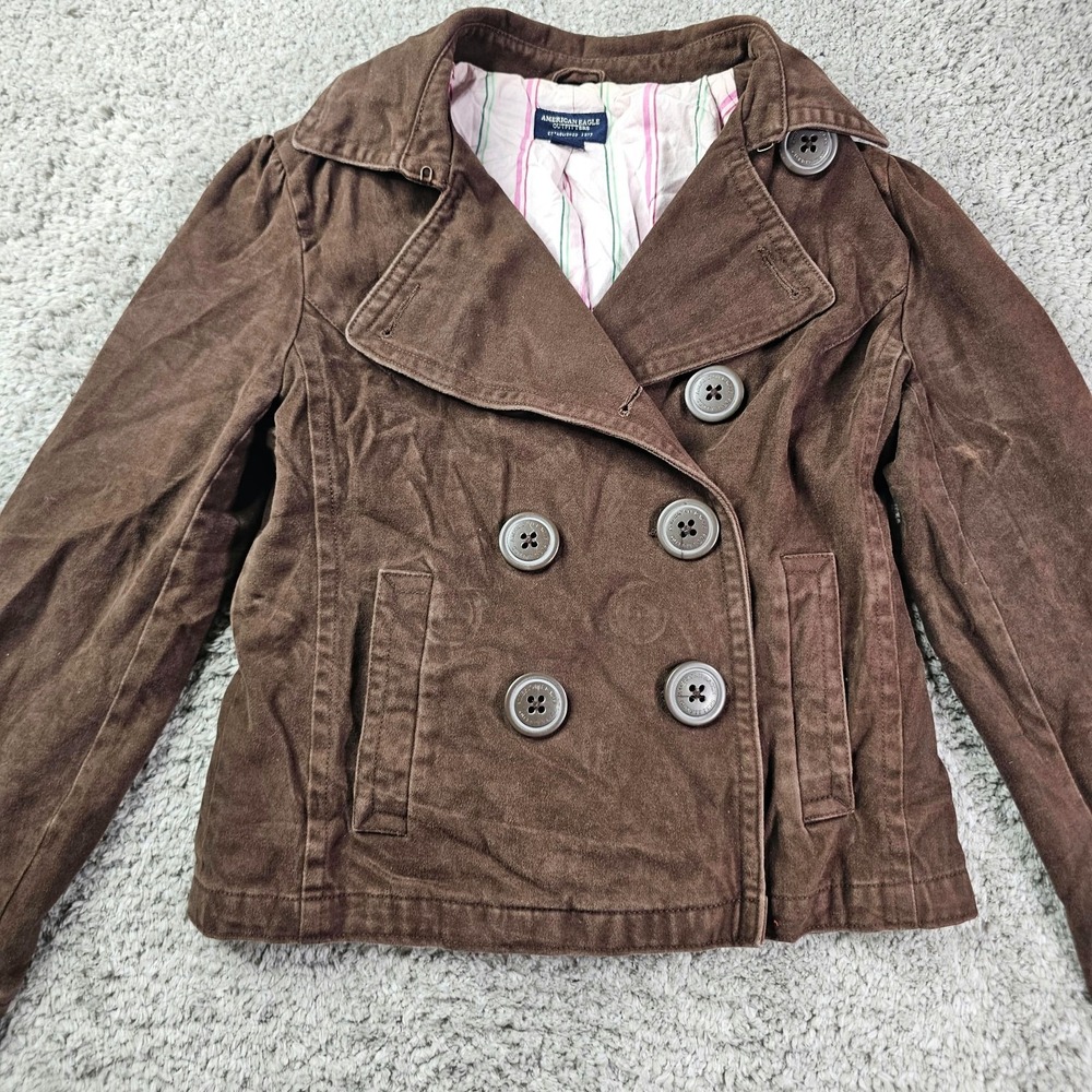 Vintage American Eagle Outfitters Jacket Women's S/P Brown Peacoat